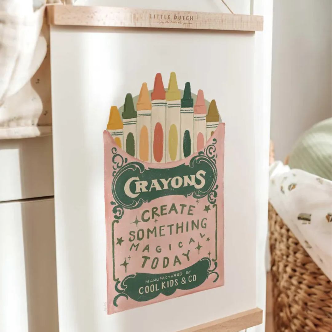 Playful Retro Crayon Printable Art for Kids Room, Whimsical Kids Decor, Inspirational, Colorful Crayons Print