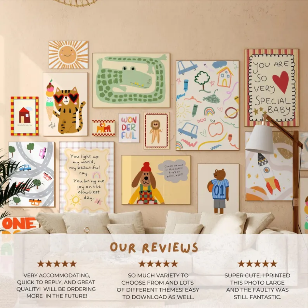 Bundle of +1250 Nursery Prints, Kids Room Wall Art, Baby Room Decor, Playful Animal Prints, Eclectic Nursery Wall Art, Educational Prints