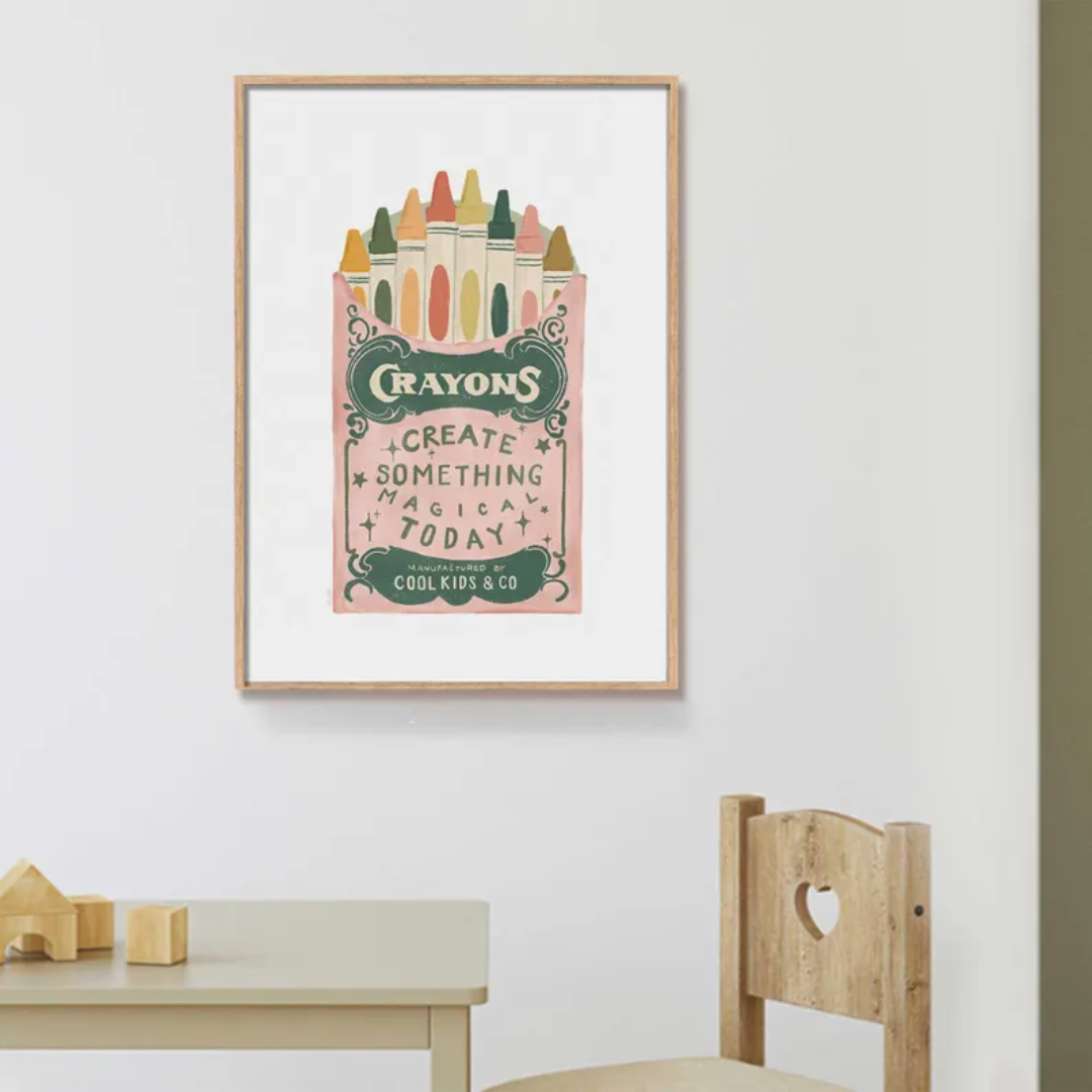 Playful Retro Crayon Printable Art for Kids Room, Whimsical Kids Decor, Inspirational, Colorful Crayons Print