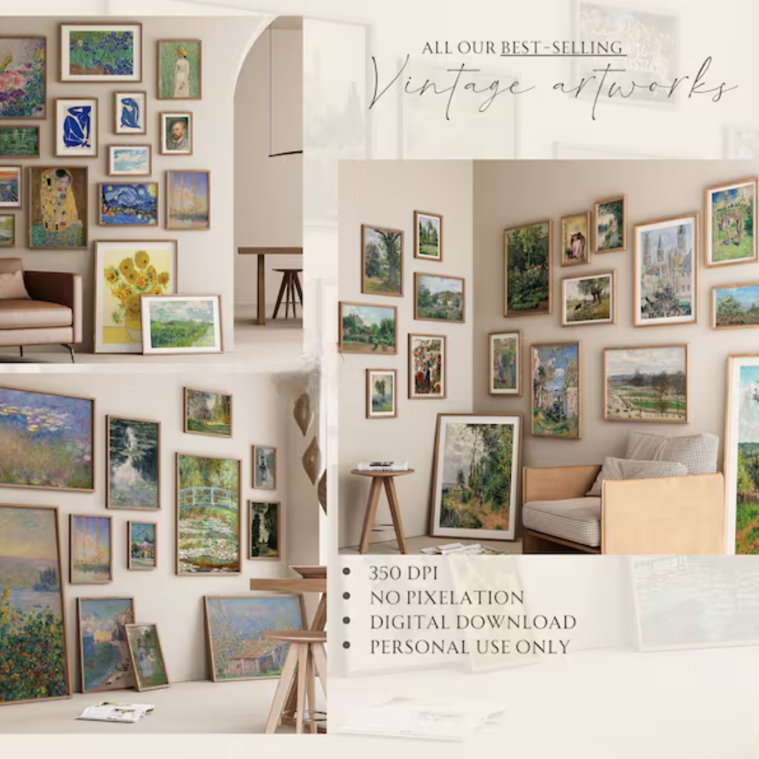 Vintage Printable Wall Art Bundle, 10,000 Digital Classic Art Prints, Posters, Classic Home Decor, Vintage art