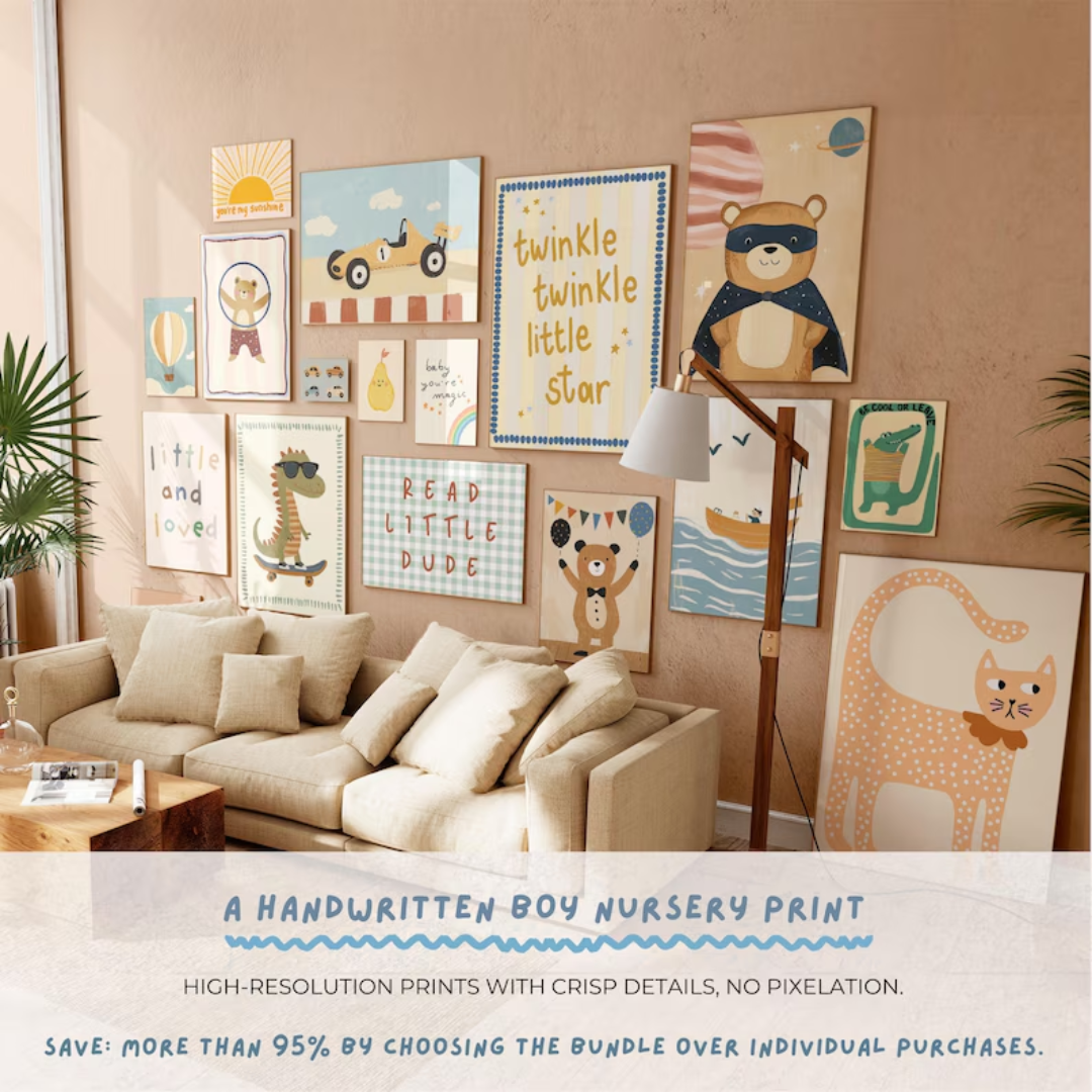 Bundle of +1250 Nursery Prints, Kids Room Wall Art, Baby Room Decor, Playful Animal Prints, Eclectic Nursery Wall Art, Educational Prints