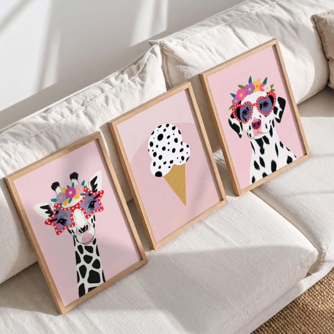 95 Girl Room Prints, Kids Bundle Pink Wall Prints, Toddler Room Art Girls, Nursery Wall Art Digital Download, Playful Animal Prints