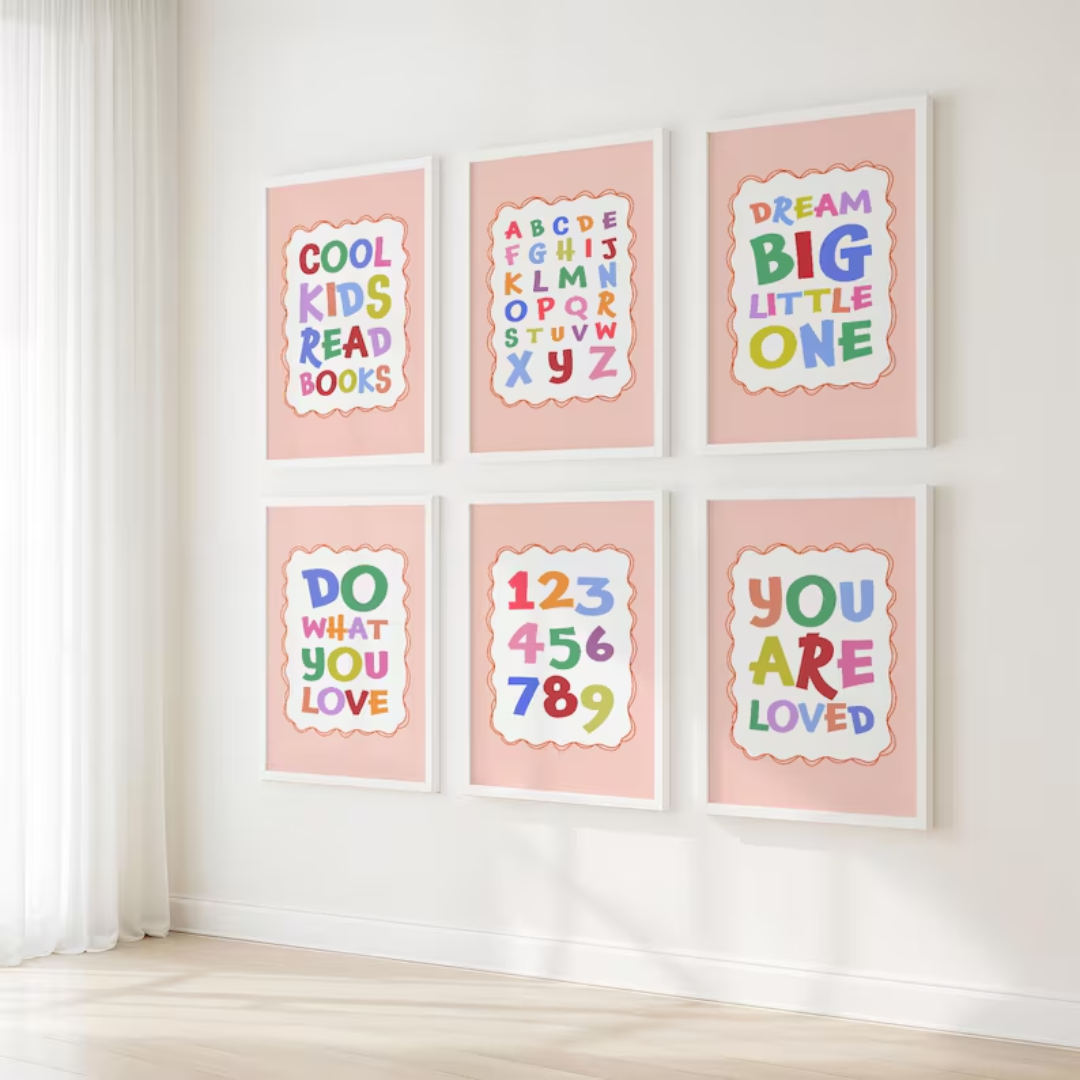 95 Girl Room Prints, Kids Bundle Pink Wall Prints, Toddler Room Art Girls, Nursery Wall Art Digital Download, Playful Animal Prints