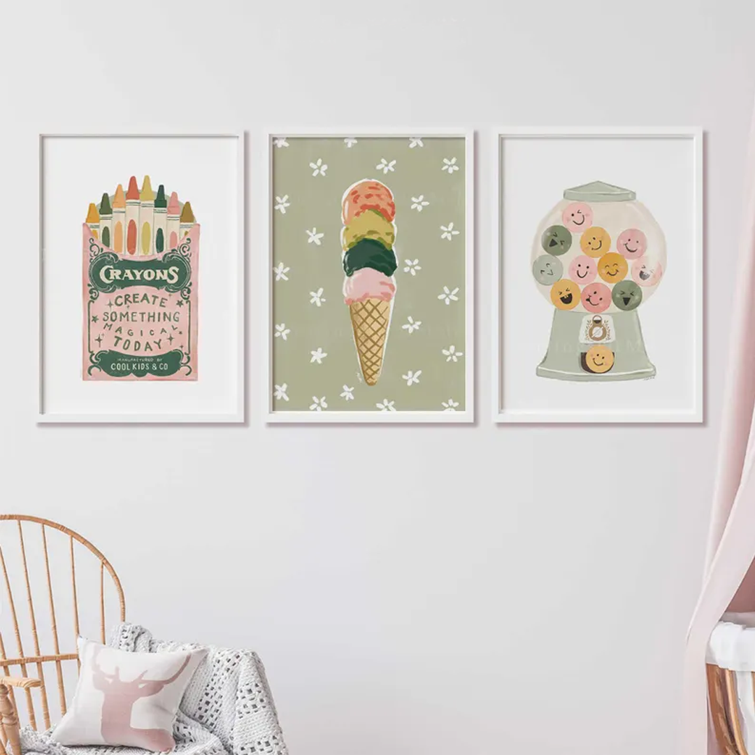 Playful Retro Crayon Printable Art for Kids Room, Whimsical Kids Decor, Inspirational, Colorful Crayons Print