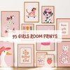 95 Girl Room Prints, Kids Bundle Pink Wall Prints, Toddler Room Art Girls, Nursery Wall Art Digital Download, Playful Animal Prints