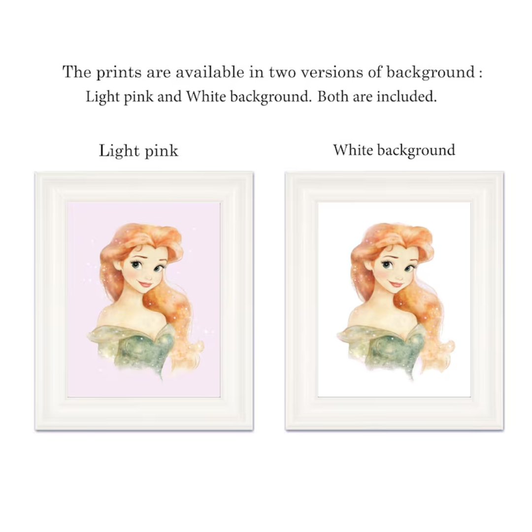 Set of 15 Princess Printable Prints, Girl Nursery Decor, Boho Fairy Tale Girls Room Decor, Princess Nursery