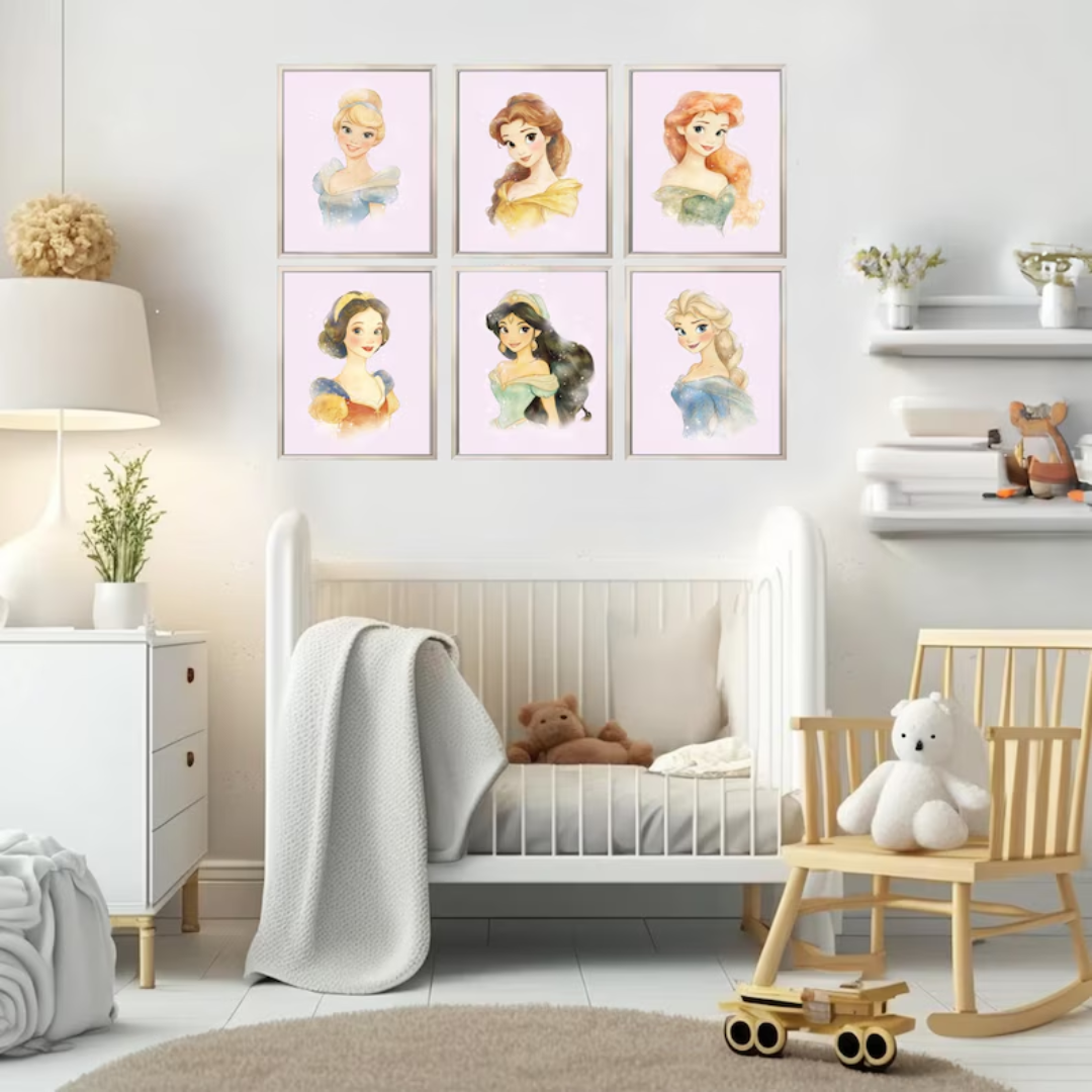 Set of 15 Princess Printable Prints, Girl Nursery Decor, Boho Fairy Tale Girls Room Decor, Princess Nursery