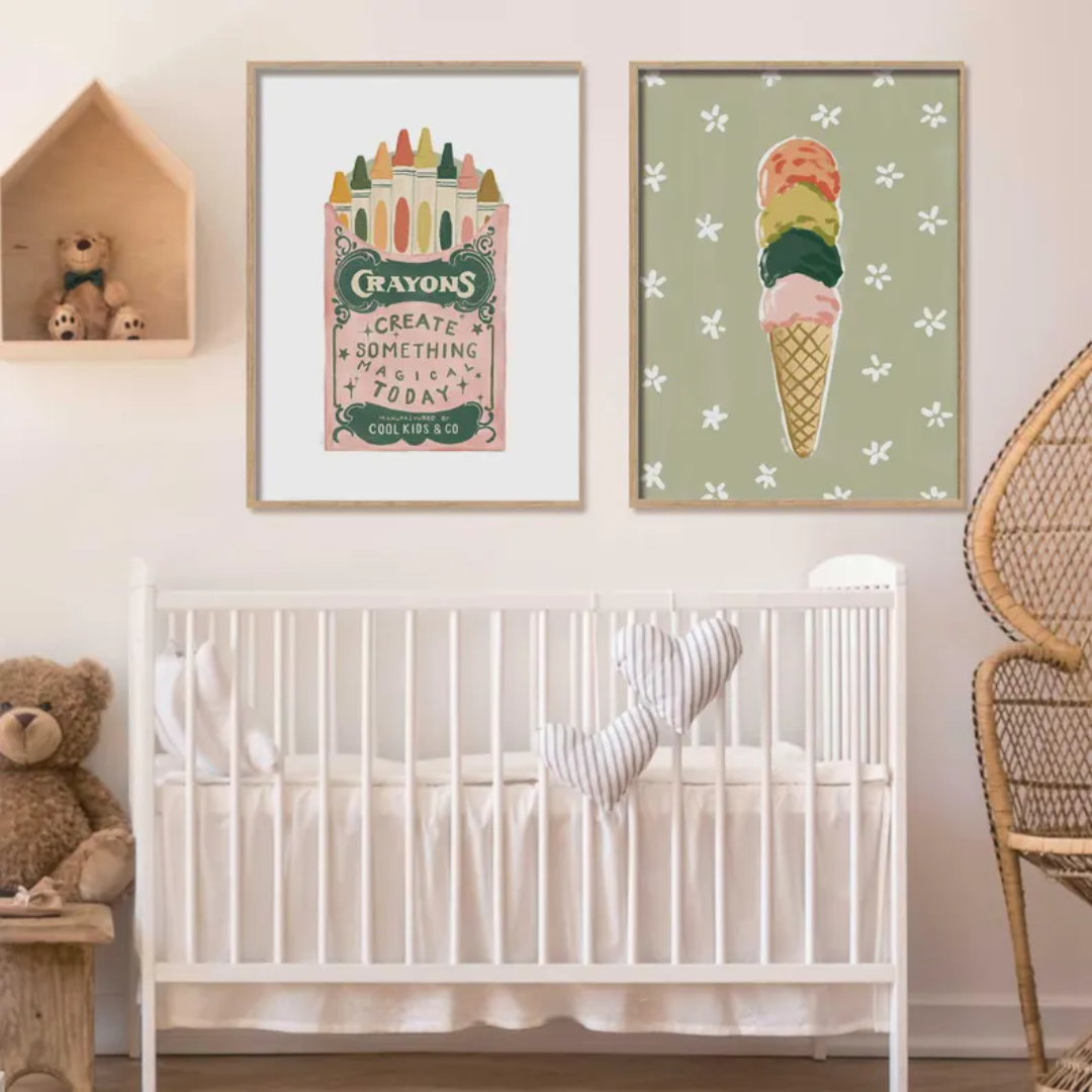 Playful Retro Crayon Printable Art for Kids Room, Whimsical Kids Decor, Inspirational, Colorful Crayons Print